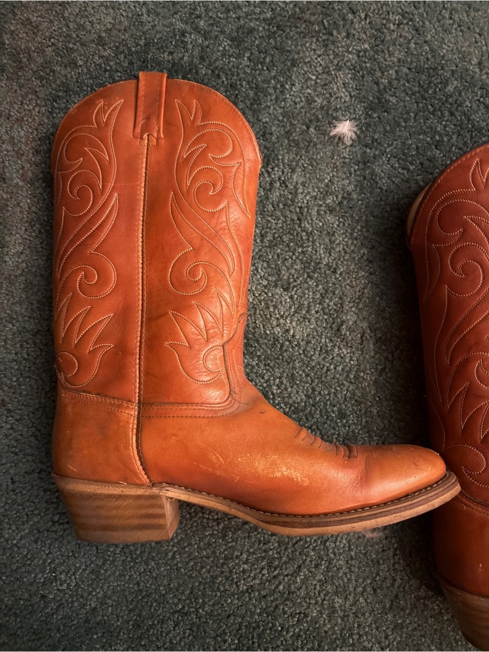 Vintage ACME Dingo Cowboy Boots Women’s 10D Tan Leather Western Floral USA 7732 - Picture 5 of 8